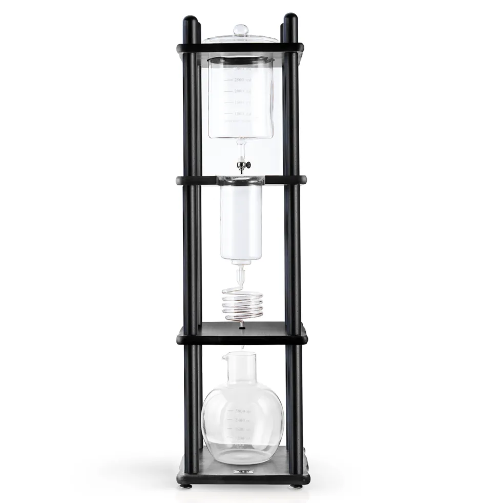 Yama Glass Cold Brew Tower – Black Straight Frame – 25 Cup (100 oz)