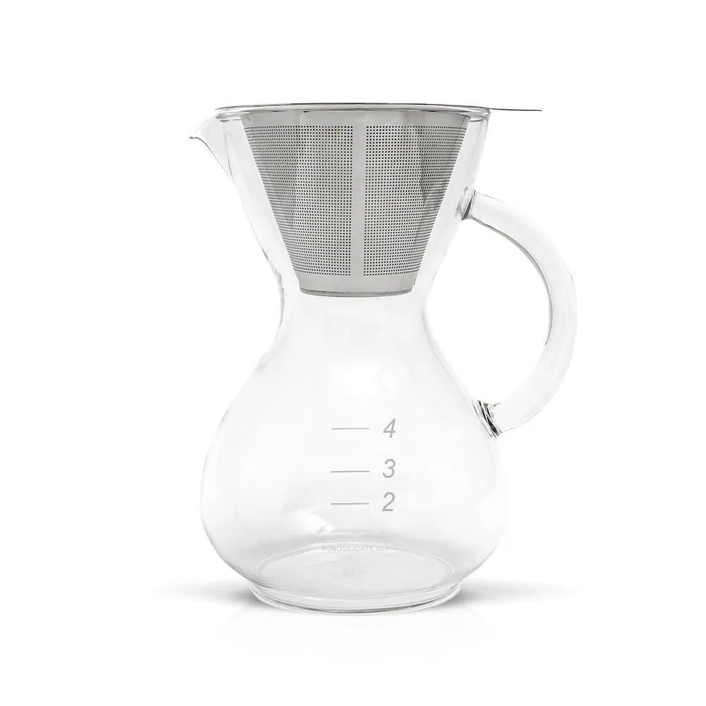 Yama Glass Coffee Drip Pot w/ Glass Handle & Filter Cone - 20oz