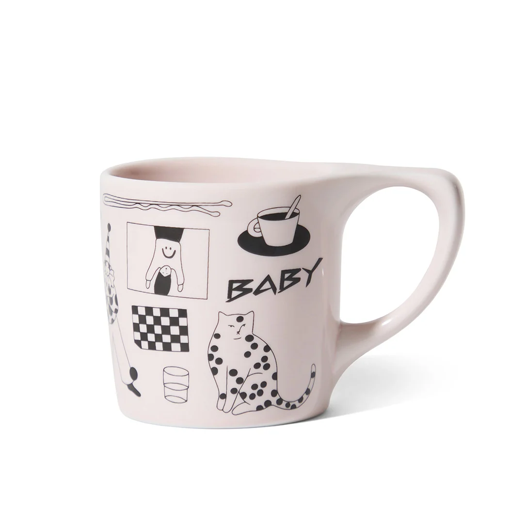 notNeutral x Katya Krasnova Lino Coffee Mug (10oz) - Cats & Tats Pink