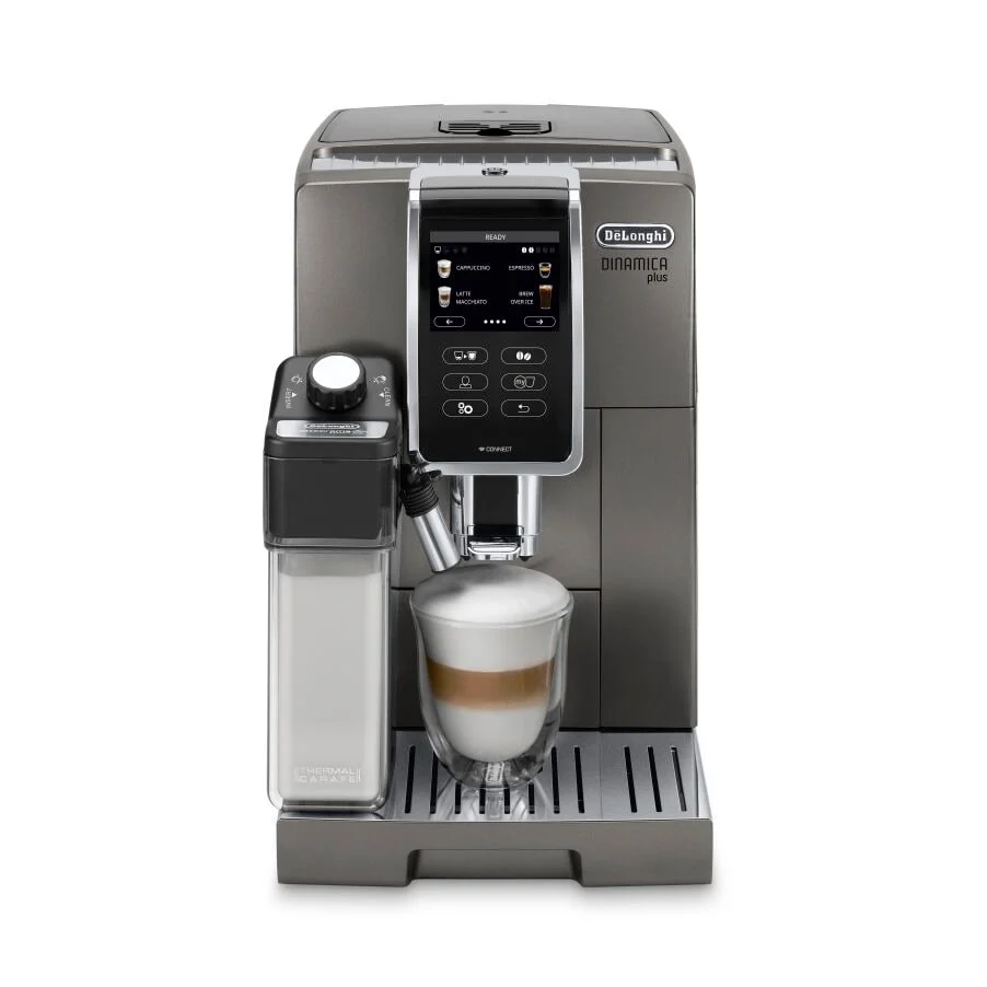 Delonghi Dinamica Plus, Smart Coffee & Espresso Machine with Coffee Link Connectivity App + Automatic Milk Frother, Titanium - ECAM37095TI