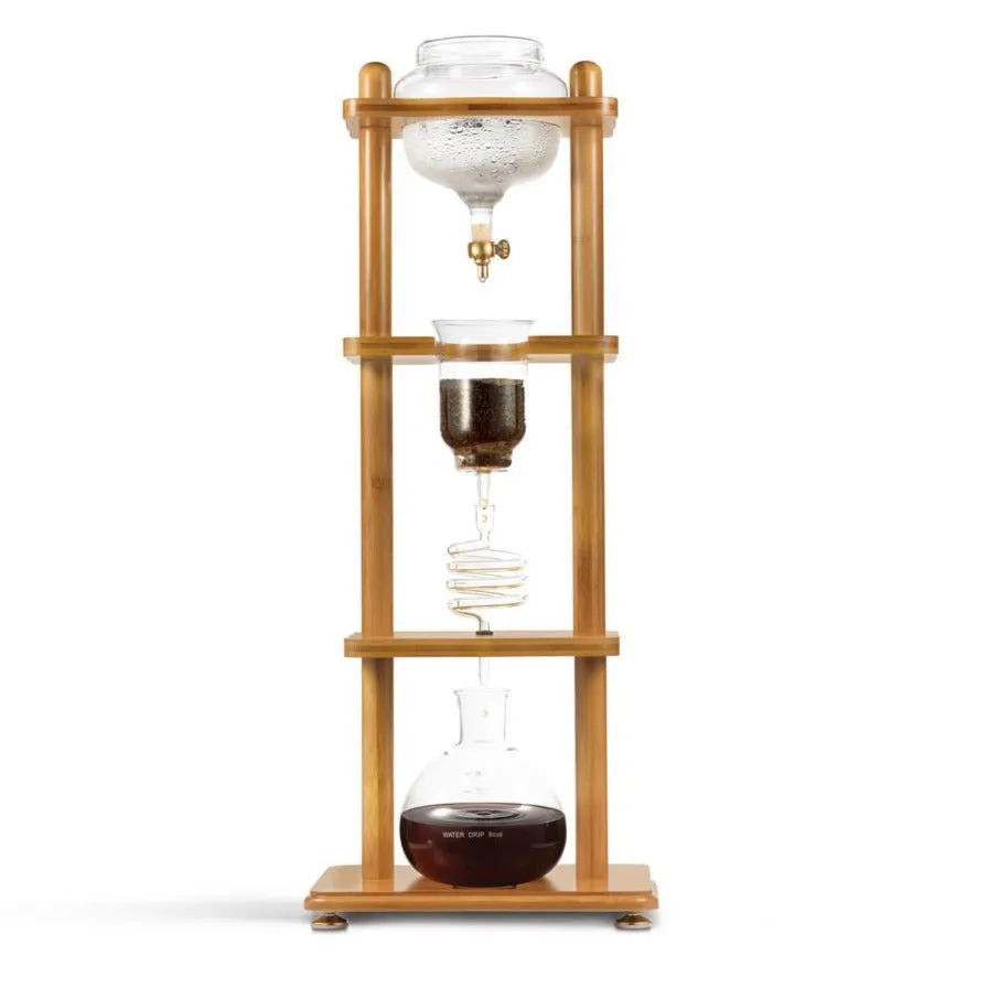 Yama Glass Cold Brew Tower – Bamboo Straight Frame – 6–8 Cup (32 oz)