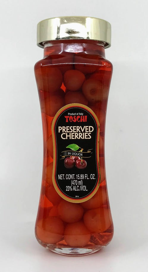 Toschi – Preserved Cherries in Liquor – Modi Jar- 470ml (15.89 oz)