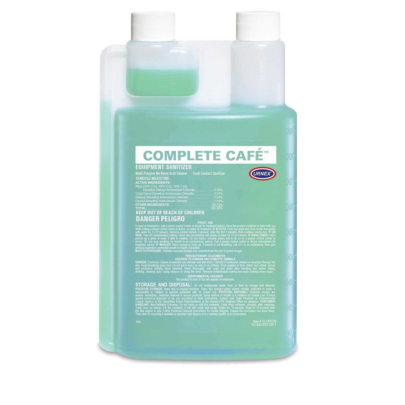 Urnex Complete Café Equipment Sanitizer – 1 Liter Bottle (33.8 oz)