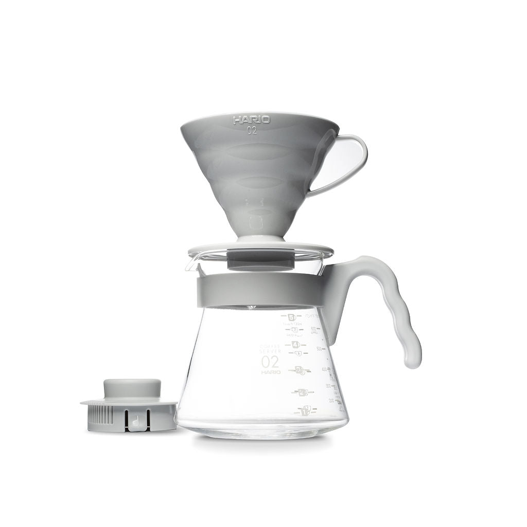 Hario V60 02 Plastic Pour Over Coffee Starter Kit - Pale Gray
