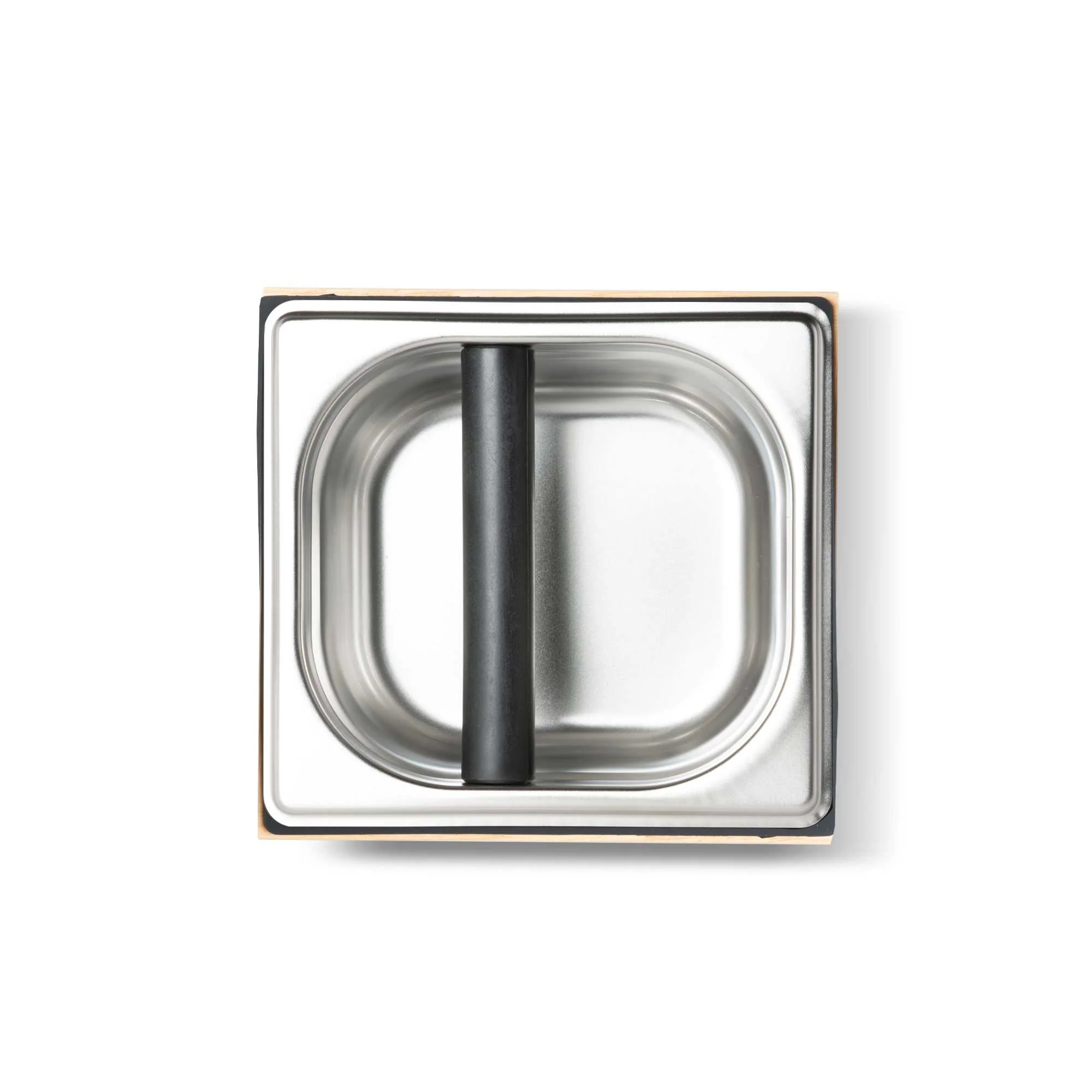 Barista Basics Maple Home Knockbox – Closed Bottom, Stainless Steel (6" x 6" x 5")